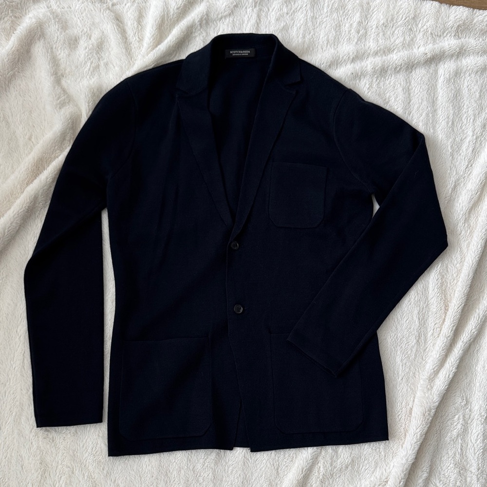Scotch & Soda Navy Knit Sport Coat Blazer